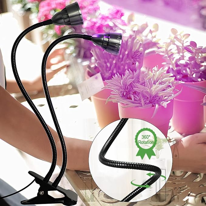 Grow Light for Indoor Plants Growing Juhefa Gooseneck Clip-on Plant Lamp for Seedlings Succulents Seed Starting3 Modes &amp 10-Level Brightness with Timer 3 9 12 Hrs