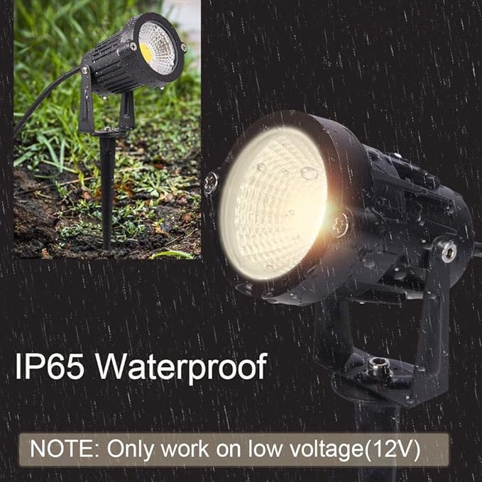 Youngine Pack of 2 12V Low Voltage LED Landscape Lights Waterproof Outdoor Walls Trees Flags Spotlights 5W COB Garden Yard Path Lawn Light with Spike Stand (Red) NO Plug