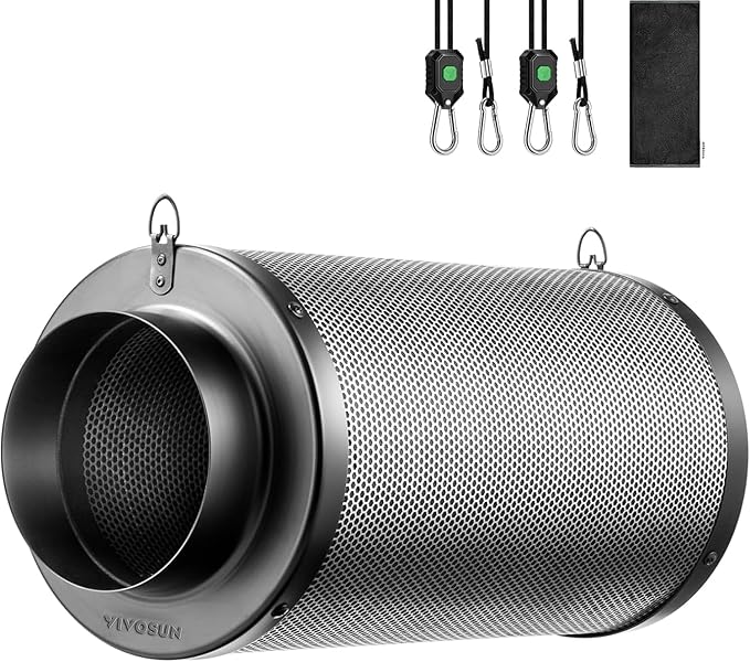 VIVOSUN 4 Inch Air Carbon Filter Smelliness Control with Australia Virgin Charcoal for Inline Fan Grow Tent Smelliness Scrubber Pre-Filter Included Reversible Flange 4 x 12 Black