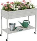 ZORMY 32 Tall Galvanized Raised Garden Bed with Legs Wheels &amp Shelf Elevated Planter Box Outdoor for Vegetables Herbs &amp Flowers Patio &amp Backyard Garden Bed with 400lb CapacityGrey