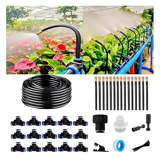 Drip Irrigation Kit Automatic Watering System for Potted Plants 360 Degree Adjustable Copper Micro Sprinklers Quick Connect Tubing Fittings for Garden Lawn Patio Balcony(15 Nozzles Ⅱ)