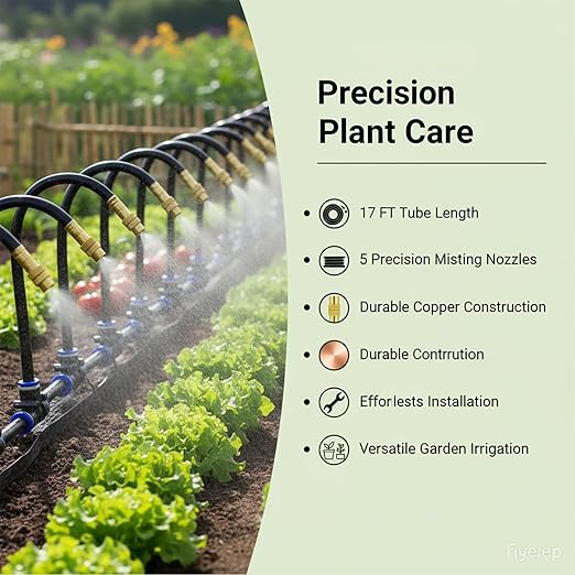 360° Adjustable Drip Irrigation System - 100FT Garden Watering System with 15 Nozzles Garden Irrigation System Greenhouse Accessories Atomizing System for Yard Lawn Plants 5/16 inch Hose