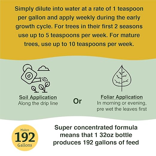 Farmer's Secret Fruit Tree Booster Fertilizer (32oz) - Super Concentrated and Phosphorus Rich - Formulated for All Fruit Trees Including Peach Banana and Apple