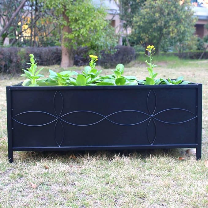 Zhongma Sturdy Raised Garden Bed with Inner Fabric Liners for Vegetables Flower Planter Box for Backyard Patio Balcony. Inner Size: 33.85x14.17x11 inch