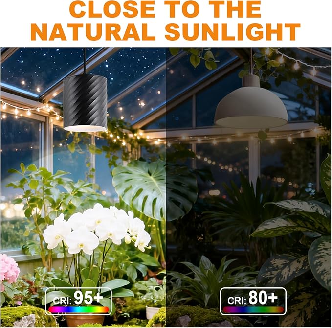 Hanging Indoor Plant Growth lamp 25W Full Spectrum Adjustable Angle Plant lamp Suitable for Indoor Foliage Plant Auxiliary Lighting Meat Quality Flowers 2700k-6500K (Black)