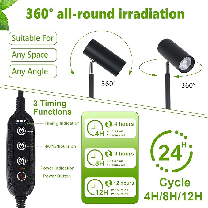 HMVPL Grow Lights Stand for Indoor Plants Full Spectrum Tall Plant Light for Indoor Growing with 20W COB Plant Light Bulb4/8/12H Timer Led Growth Floor Lamp for Large Plant Seedling(6 Level Height)