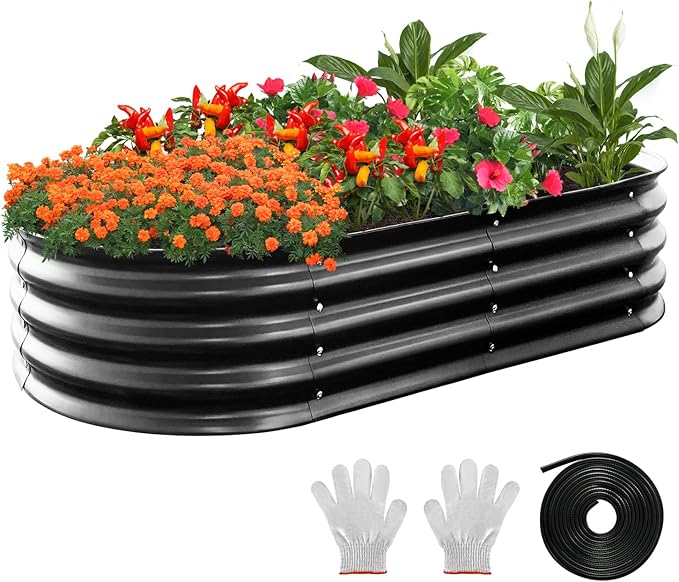 Raised Garden Bed 4x2x1ft Large Size Outdoor Raised Bed Metal Raised Planter Bed for Vegetables Flowers Herbs