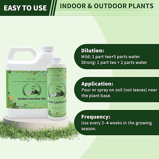 The Environet Worm Tea for Gardening Nuritish Fertilizer for Vegetables Flowers and Herbs (32 oz (1 Quart))