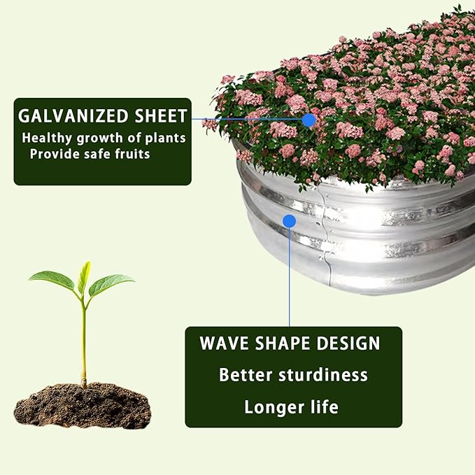 Raised Garden Bed Raised Beds for Gardening Outdoor for Vegetables and Flowers Ground Planter Box Galvanized Metal Planter Grow Garden Box4x2x1ft