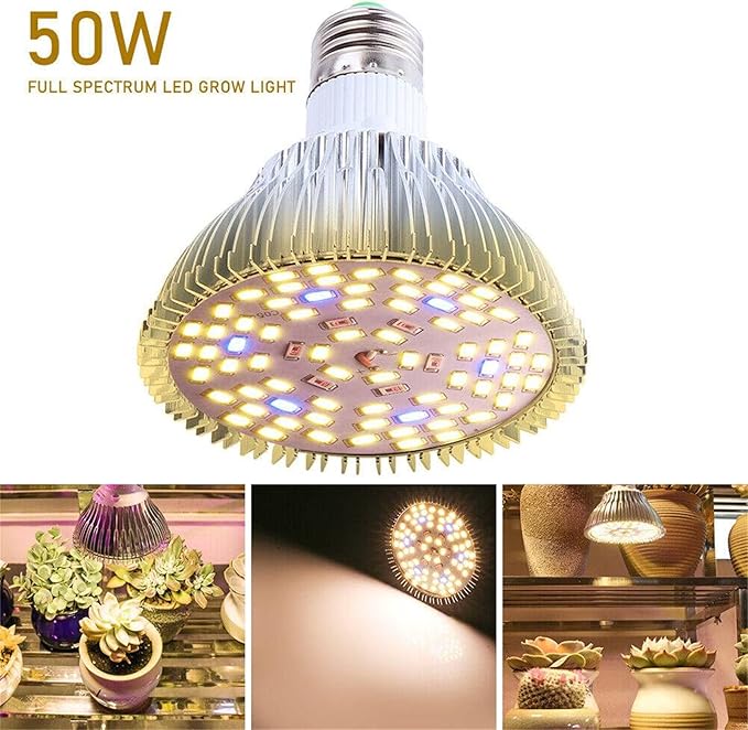 50W E27 LED Grow Light Bulb Full Spectrum Sunlike Lamp Indoor Plant Flower Bloom