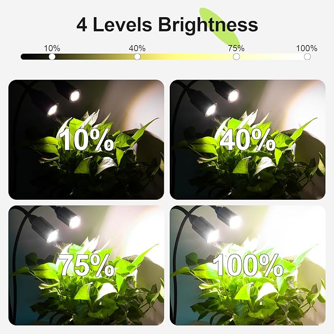 LED Grow Light for Indoor Plants 7500K Full Spectrum Plant Light with Auto Timer 3/6/12H &amp 4-Level Dimmable Brightness Ideal for Seedlings Succulents Herbs &amp House Plants