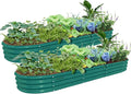 2 Pack 12x2x1FT Galvanized Raised Garden Bed Kit Oval Metal Ground Planter Box Outdoor Bottomless Planter Raised Beds for Vegetables Flowers Herbs Fruits Green