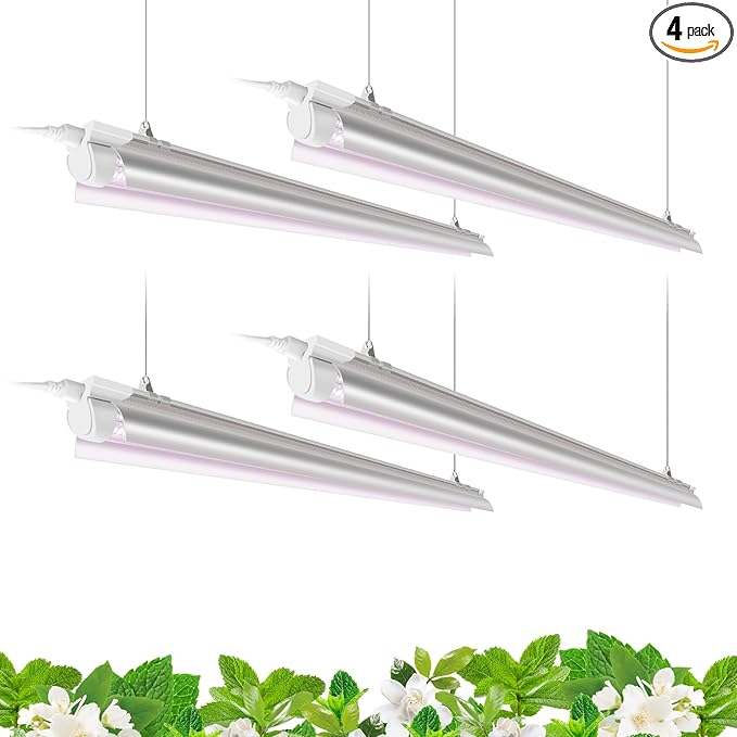 Barrina T8 LED Grow Light 4FT168W(4 x 42W) 1000W Equivalent Full Spectrum V-Shape with Reflector Combo Grow Lights for Indoor Plants Greenhouse 4-Pack