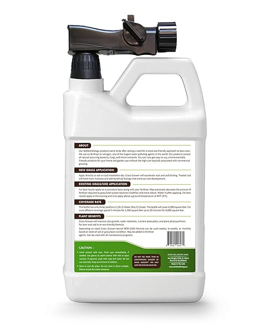 Bottled Biology - Grass Grower - Restores Beneficial Microorganisms to Promote Root Development Growth and Color. Treats 6000 Square feet.