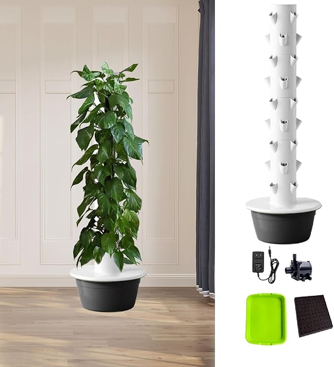 Hydroponics Growing System Kit Hydroponic Tower Germinating Container Vertical Planter Plant Germination Kit for Peppers Black L