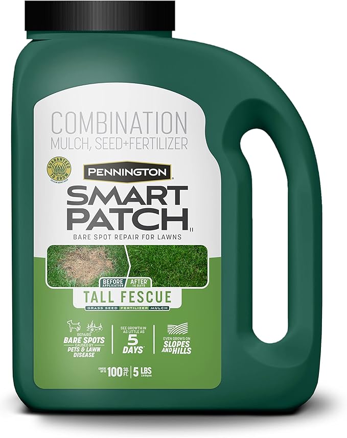 Pennington Smart Patch Tall Fescue 5lb 100 sq. ft. Grass Seed Bare Spot Repair with Mulch and Fertilizer