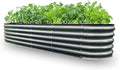 GrowHaus 8x2x1.4FT Galvanized Raised Garden Bed Planter Boxes Outdoor Large Metal Garden Beds for Planting Vegetables Flowers Herbs Dark Gray