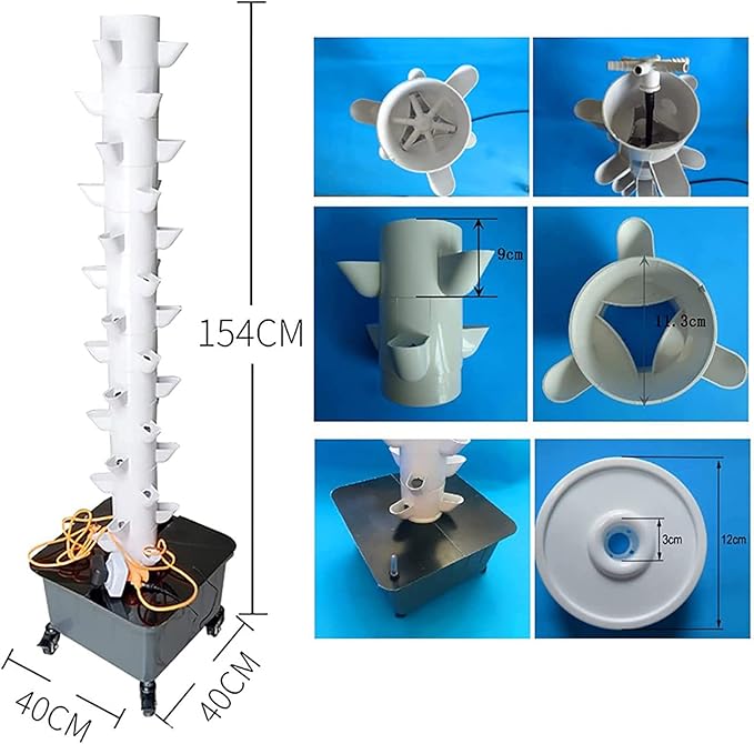 Hydroponics Tower Set 15 Floors 45 Holes – The Ultimate Hydroponic Growing System for Aquaponics Vertical Growing Kit