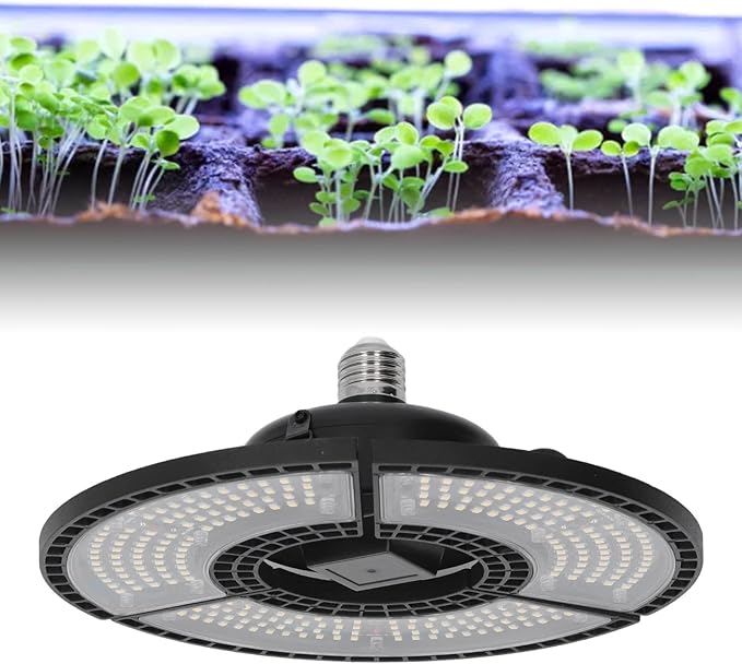 Full Spectrum Plant Light E26 100277v Foldable Flower Grow Lamp with 90 Adjustable Lamp Plate for Indoor Outdoor Garden Greenhouse Vegetables Flowers 9.65 x 9.65 x 3.82in