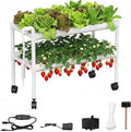Hydroponics Growing System Kit with Wheels 54 Plant Sites Gardening Aquaponics Tower 2-Tier Food-Grade PVC-U Pipes Water Pump Timer for Leafy Vegetables Indoor Outdoor (33x35x14 in 54 Holes)
