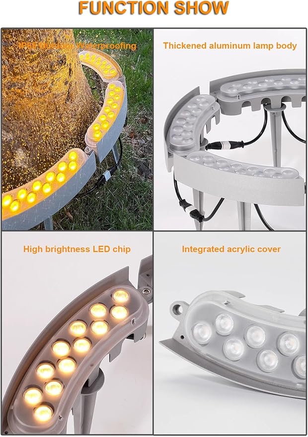 Solar Lights OutdoorSmall Landscape Spotlights LED Low Voltage Landscape Tree Ring Lights for Park Lawn (White Light Pack of 7)