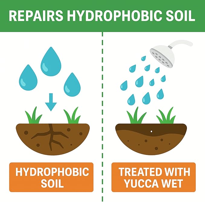 Wetting Agent - Surfactant - Liquid Yucca Extract for Plants Lawns &amp Soil - All Natural Plant Thirst Quench - Liquid Aeration Ground Loosener - 1 Gallon Concentrate