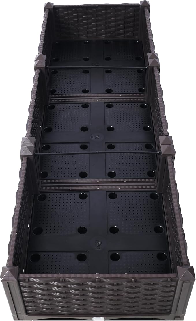 Planter Raised BedsElevated Planter Garden Box with Drainage Plug Raised Garden Beds for VegetableBrownFlower