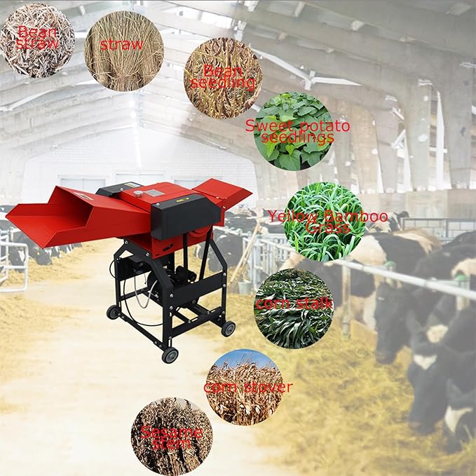INTSUPERMAI Hay Cutter Pulverizer Grass Crusher 6-Blade Feed Crusher Grass Chaff Cutter Hay Cutter Machine Dry-Wet Straw Cutter 500-1000KG/H 220V