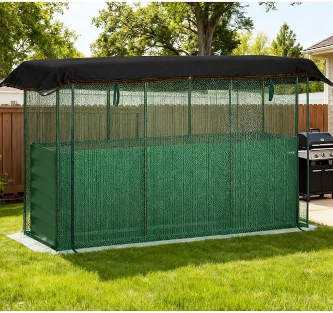 Heavy-Duty Galvanized Steel Raised Garden Bed Kit with Assembly Tools Sturdy Planter Box for Vegetables Flowers and Herbs (Green + HDPE + Steel-1)
