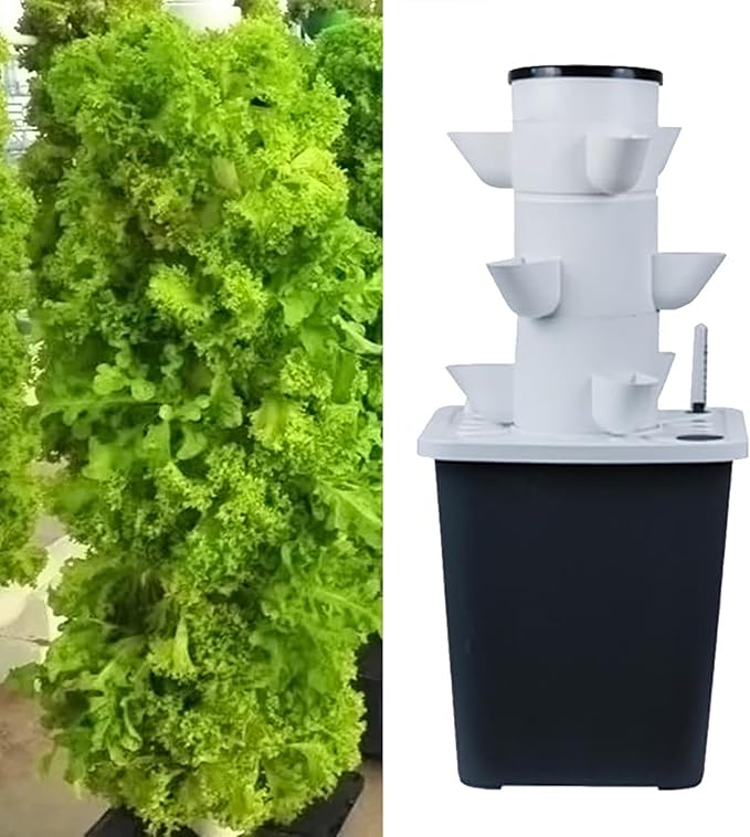 Hydroponic Tower Growing Sytem Indoor Hydroponic Grow System Vertical Grow Tower Plants Sites with Pump and Movable Water Tank Adapter (Color : 15holes)