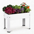 Raised Garden Bed with Legs 24×10.8×18 in Metal Elevated Raised Planter Box with Drainage Holes for Backyard Patio Balcony 80 lb Capacity - White