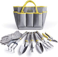 Jardineer Garden Tools Set 8PCS Heavy Duty Garden Tool Kit with Outdoor Hand Tools Garden Gloves and Storage Tote Bag Gardening Tools Gifts for Women and Men