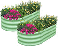 SnugNiture Galvanized Raised Garden Bed Outdoor 2 Pcs 4x2x1ft Oval Metal Planter Box for Planting Plants Vegetables Green