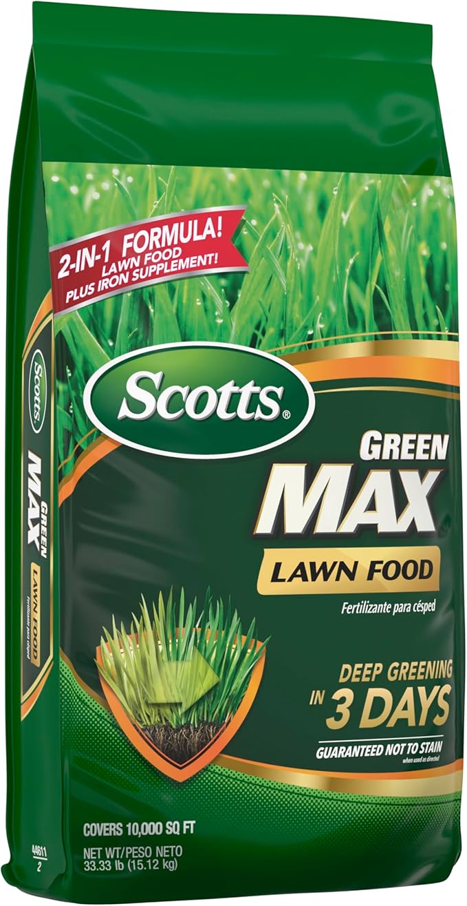 Scotts Green Max Lawn Food - Lawn Fertilizer for Grass Plus Iron Supplement 10000 sq. ft. 33.33 lbs.