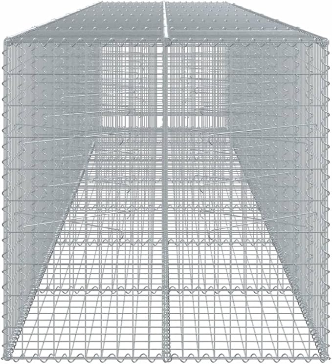 Gabion Basket with Cover 275.6x39.4x39.4 Galvanized Iron Raised Garden Bed Outdoor Planter Metal Wire Garden Box for Landscaping Garden Retaining Walls and Privacy Screens