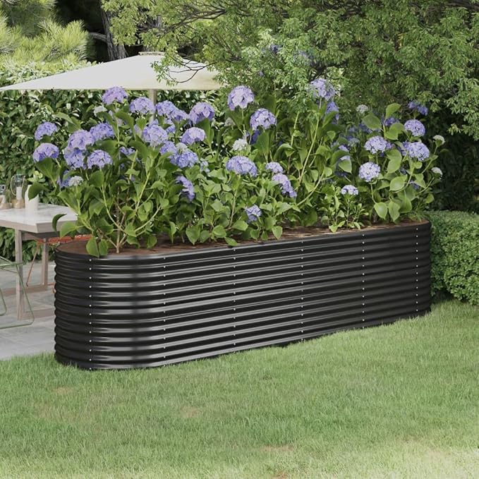 SKM Garden Raised Bed Powder-Coated Steel 116.5x31.5x26.8 Anthracite (17.46 KG/38.412 LBS)