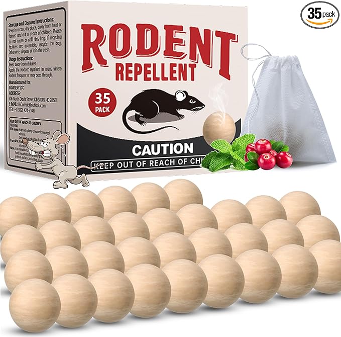 Rodent Repellent 35 Balls Mouse Repellent Indoor for House Car &amp Garage – Safe &amp Natural Peppermint Oil Moth Balls for Rodents Rat &amp Mice Repellent for Home Office &amp Outdoors