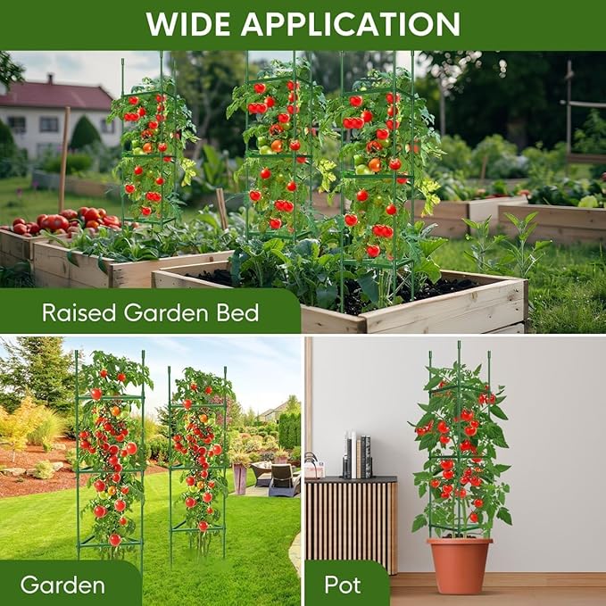 4PCS Tomato Cages for Garden Tomato Trellis for Raised Garden Bed 51.2 Tall Cage Plant Support for Pots Gardening Supplies Trellis for Climbing Plants (4PCSHigh: 51.2 Inch)