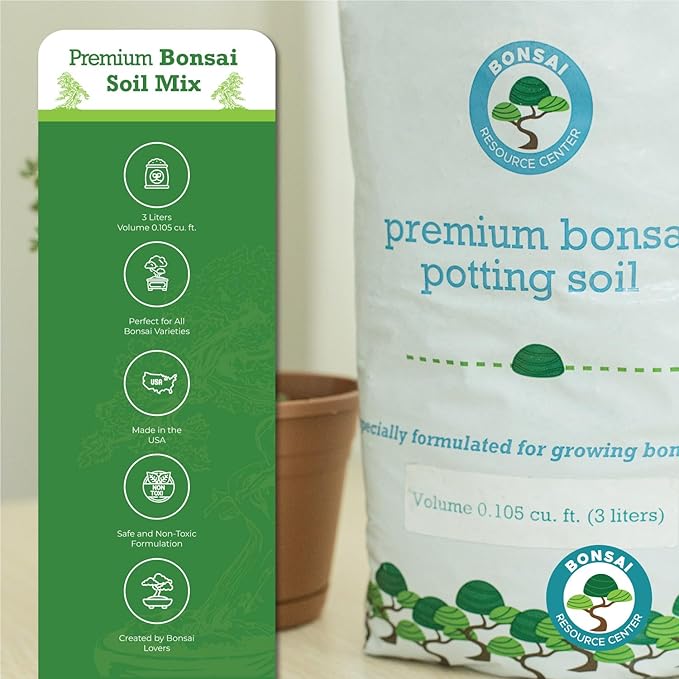 100% Organic Bonsai Soil – All-Natural Well-Draining Potting Mix for Healthy Bonsai Succulents Cactus &amp Kokedama | Pumice Akadama Bark | Made in USA | 3L Bag