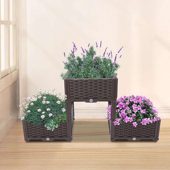LOYALHEARTDY Raised Garden Bed Planter Raised Beds Outdoor Plants Raised Garden Bed Elevated Rectangular Garden Box Kits for Growing Fresh Vegetables Flowers and Herbs