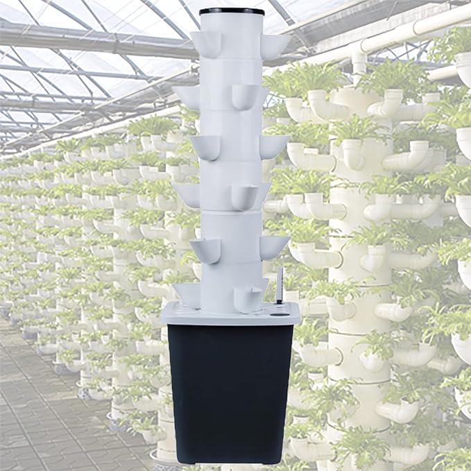 Hydroponic Growing System Kit Hydroponic Garden Tower with Pump System 5/6 Layers Indoor Vertical Hydroponic Garden Tower for Herbs Fruits and Vegetables(Size:6 Layers 30 Holes)