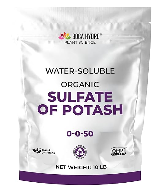 Organic Sulfate of Potash 0-0-50 Water Soluble Plant Food for All Plants Vegetables Flowers and Trees. (10 Lb)