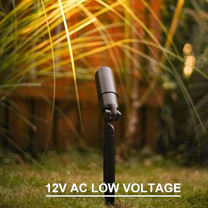GOODSMANN 8PK Low Voltage Landscape Lighting Kits 8PK Floodlight &amp Spotlight 3W LED 200 Lumen Replaceable Bulbs 3000K Warm White 12V AC Tree Lights Garden Up Light Hardwired Lighting Cable Connect
