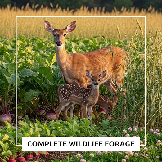 Beets &amp Greens Deer Food Plot Seed for Fall Planting - Blend of Sugar Beets Kale Turnip Radish and Winter Wheat to Attract and Hold Deer Throughout Fall and Winter (2.5 Pounds Covers 1/2 Acre)