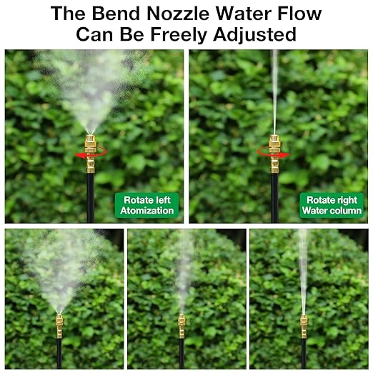MIXC 50Ft 1/4 Drip Irrigation SystemGarden Irrigation Kit with 12pcs 360° Adjustable Copper NozzlesAutomatic Watering System for OutdoorRaised BedPotted PlantGreenhouse Accessories for Yard