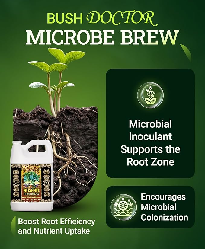 FoxFarm Bush Doctor Microbe Brew - Liquid Microbial Inoculant for Plants - Enhance Root Efficiency &amp Nutrient Uptake - Supports Hydroponic &amp Soil Applications for Flowers Vegetables &amp Tre