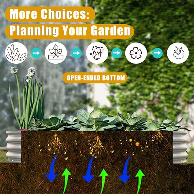 Beaunicorn 2Pcs 6x3x1ft Galvanized Raised Garden Bed Heavy Duty Planter Raised Beds for Outdoor for VegetablesFlowers &ampHerbs Rust-Resistant Metal Garden Bed Easy Assembly