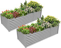 2 Packs Rectangular 8x3x2FT Galvanized Raised Garden Bed Kit Metal Ground Planter Box Outdoor Bottomless Planter Raised Beds for Vegetables Flowers Herbs Fruits Gray