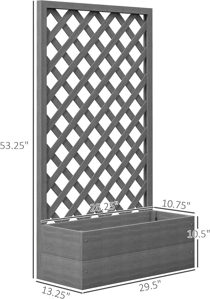 60x48x18 inch Large Wooden Raised Garden Bed with Trellis Perfectly for Climbing Plants Premium Gray Durable Essential Outdoor Feature