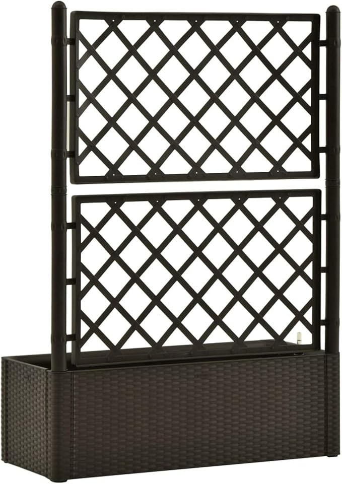Garden Raised Bed with Trellis and Self Watering System Mocha Raised Garden Bed Planter Box Raised Garden Beds Outdoor Planter Raised Beds 313968 Anthracite